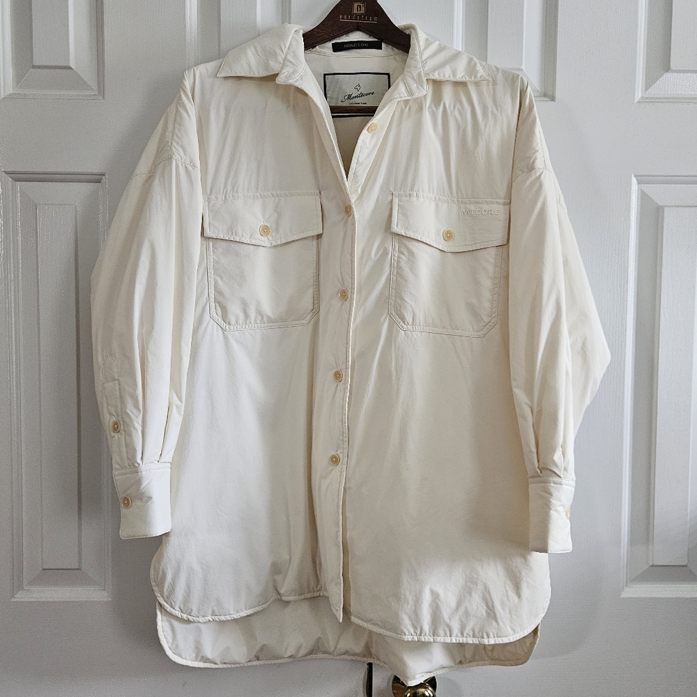 Montecore Goose Down Filled Shirt Jacket Shacket Ivory M Womens Relaxed Luxury